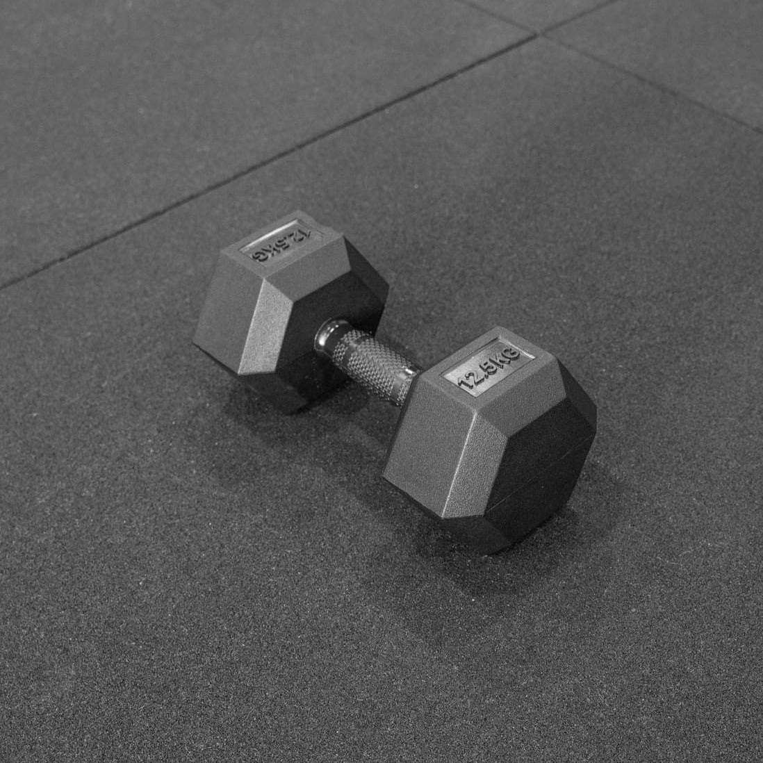 Hex Dumbbells (Black Rubber Handle) - Sold Individually