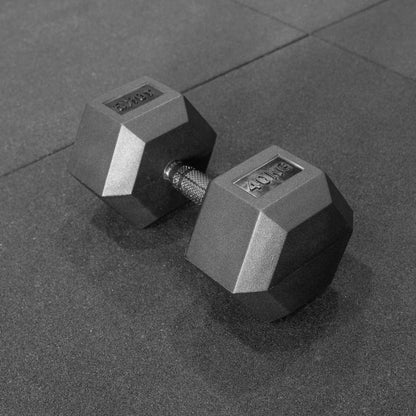 USED / PRE OWNED Hex Dumbbells (Premium Full Black Rubber Handle) 5kg - 45kg Sold Individually